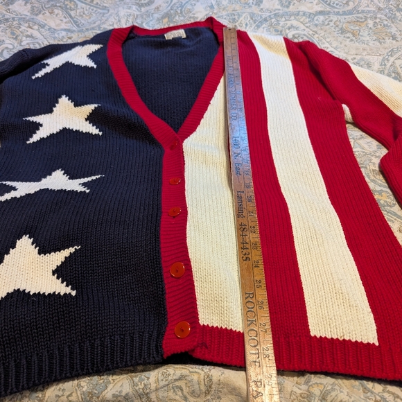 Casual Corner American Flag 100% Cotton Vintage cardigan Sweater - Picture 5 of 8